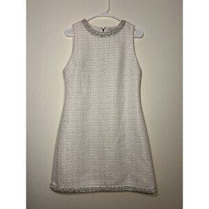 Alice + Olivia Coley Embellished Tweed Mini Dress Size 8 Pearl Gem Sold Out